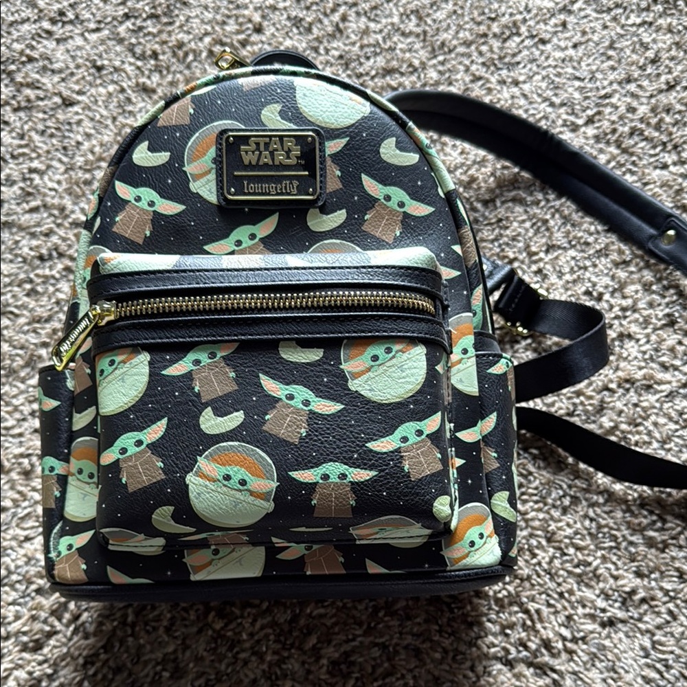 NWT Loungefly Star Wars Grogu Black Mini Backpack
